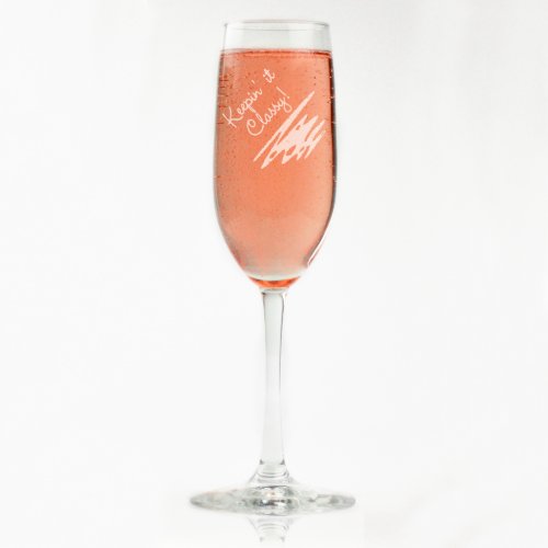 Custom Engraved Squiggly Design Champagne Flute