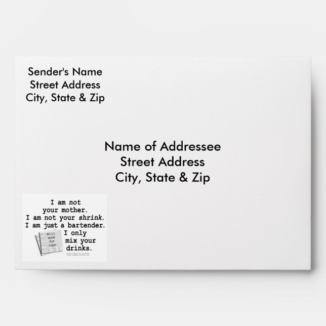 Custom Envelopes - I'M A BARTENDER (Front)