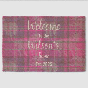 Custom Equestrian Tartan Family Welcome Coir Mat