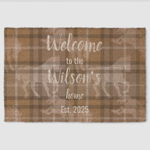 Custom Equestrian Tartan Family Welcome Coir Mat