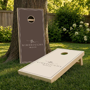 Custom Espresso Script Family Wedding Cornhole Set