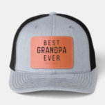 Custom Est Year Best Grandpa Ever  Leather Patch Hat<br><div class="desc">Create a heartfelt gift for the Best Grandpa Ever in your life with this stylish custom leather patch hat, transforming a simple accessory into a wearable badge of honor and pride. The design "BEST GRANDPA EVER" is in bold typography. Customize the "EST" date at the bottom, which allows you to...</div>