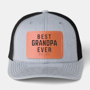 Custom Est Year Best Grandpa Ever Leather Patch Hat