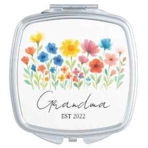 Custom Est. Year - Grandma Wildflower Compact Mirror