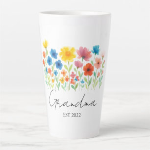 Custom Est. Year - Grandma Wildflower -  Latte Mug
