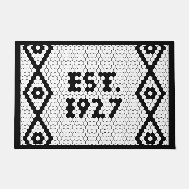 Custom Established 1927 Hex Tile Doormat (Front)