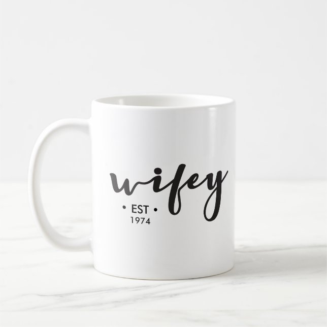 Custom Established year here personalized Wifey Coffee Mug (Left)