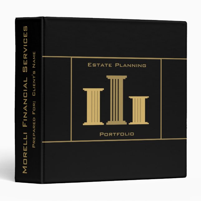 Custom Estate Planning Portfolio Black 3 Ring Binder (Front/Spine)
