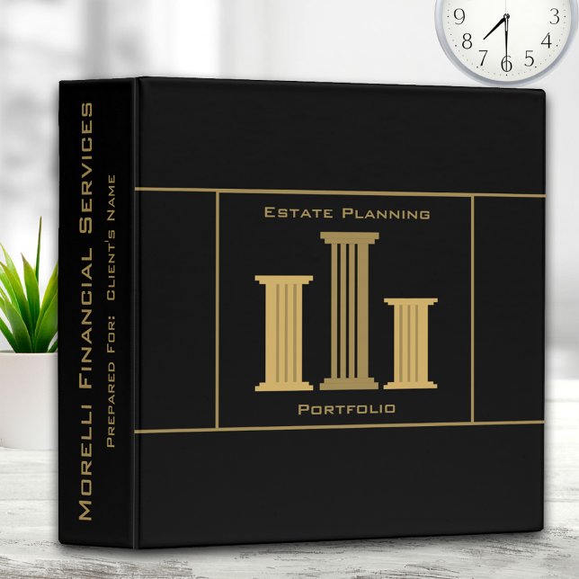 Custom Estate Planning Portfolio Black | Gold 3 Ring Binder (Creator Uploaded)
