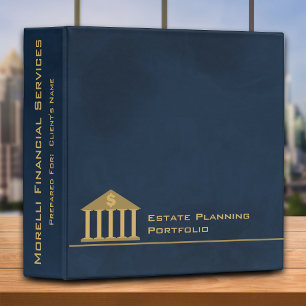 Custom Estate Planning Portfolio Blue Gold 3 Ring Binder