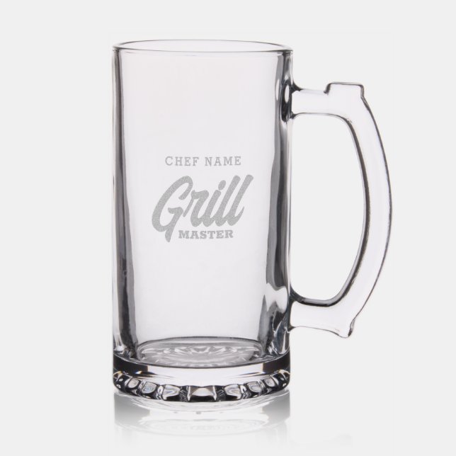 Custom etched large beer stein for Grill Master (Glassware)