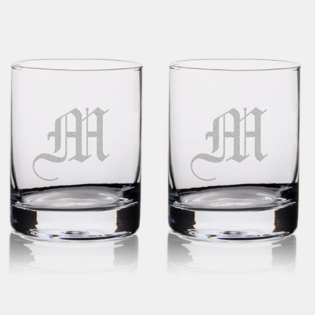 Custom Etched Monogram Engraved Gift Rocks Glass (Glassware)