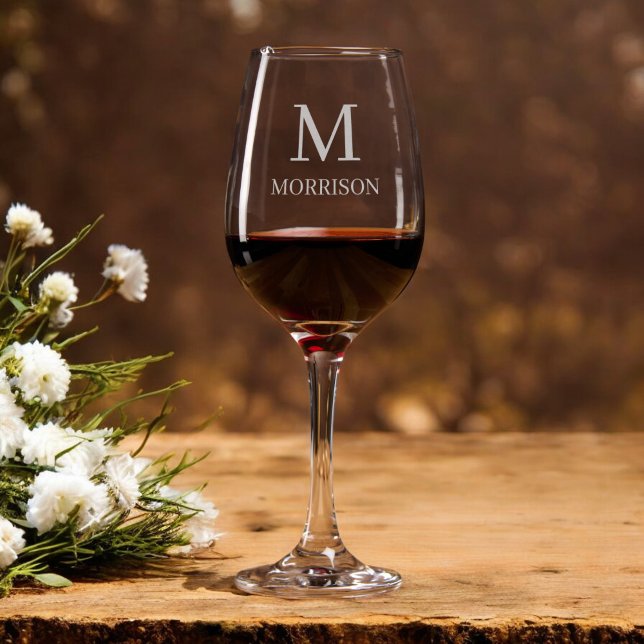 Custom Etched Monogram Engraved Gift Wine Glass (Creator Uploaded)