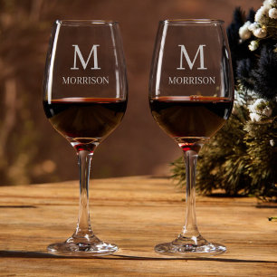 Custom Etched Monogram Engraved Gift Wine Glass