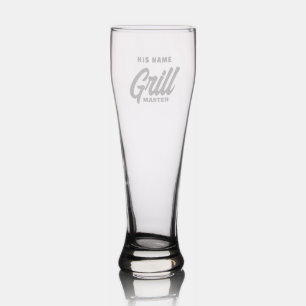 Custom etched pilsner beer glass Father's Day gift