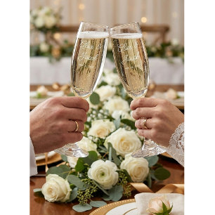 Custom Etched Wedding Glasses with Names & Date