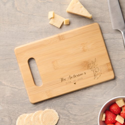 Custom Etched Wooden Cutting Board for wedding 