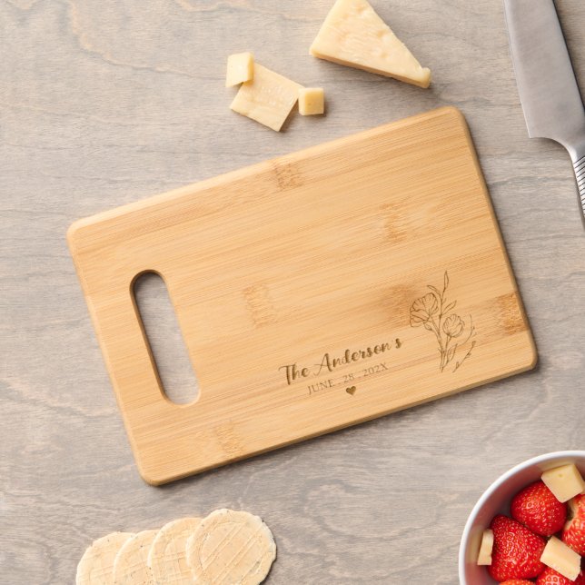 Custom Etched Wooden Cutting Board for wedding  (Cheese)