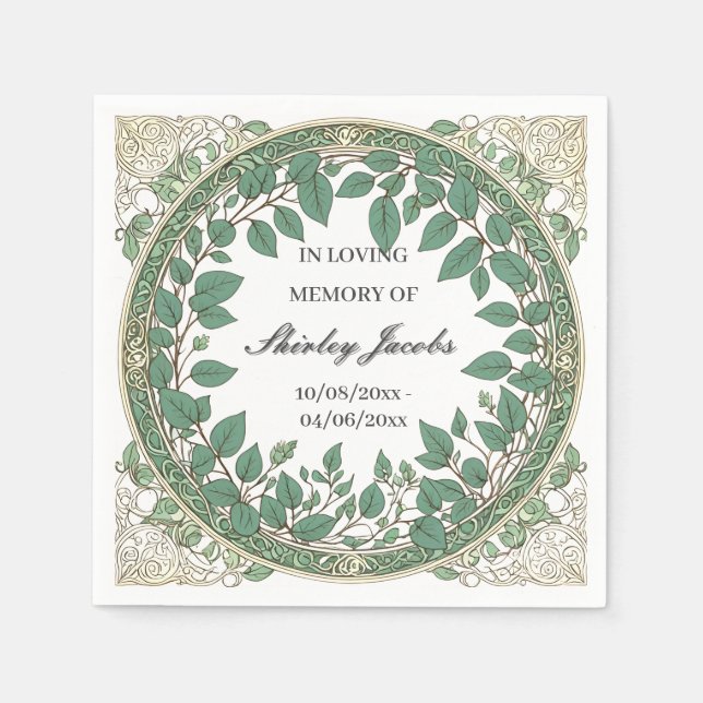 Custom Eucalyptus Funeral – Elegant Memorial Napkins (Front)