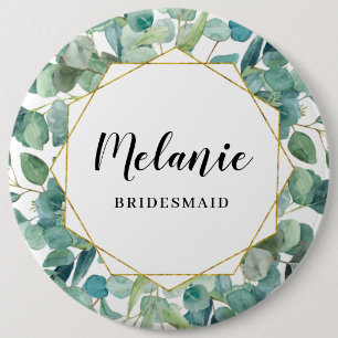Custom Eucalyptus Gold Bridesmaid Favor Button