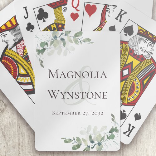 Custom Eucalyptus Wedding Playing Cards