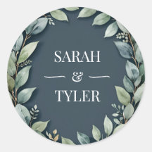 custom EUCALYPTUS WREATH wedding Sticker