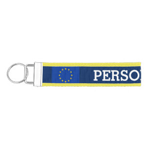 Custom European Union flag wrist keychain for EU