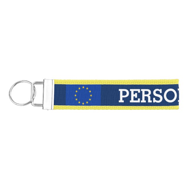 Custom European Union flag wrist keychain for EU (Keys on Left)