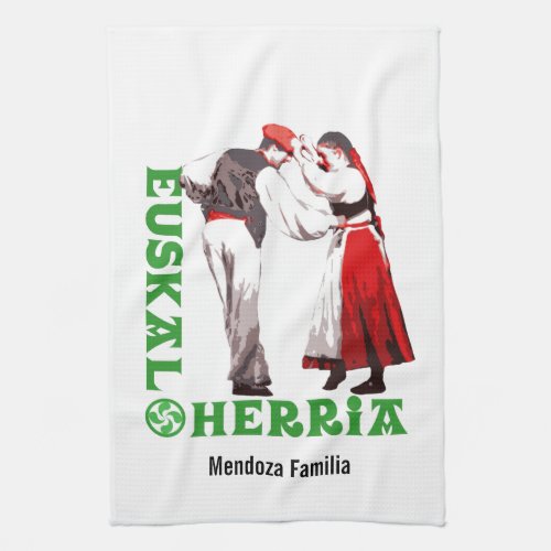 Custom Euskal Herria traditional Basque dancing Kitchen Towel