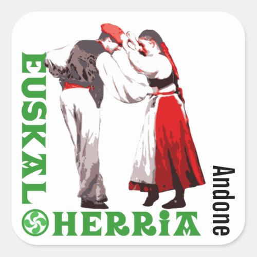 Custom Euskal Herria traditional Basque dancing Square Sticker