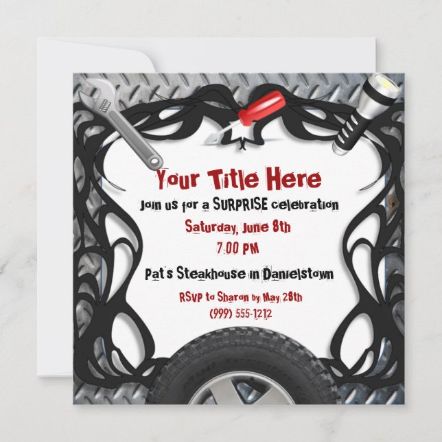 Custom Event Auto Mechanic Invitations (Front)