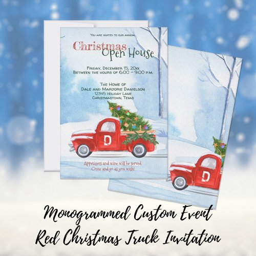 Custom Event Christmas Open House Red Truck Trendy Invitation