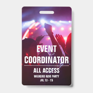 Custom Event Coordinator All Access Concert Pass B Badge