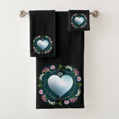 Custom Event Heart Floral Photo Towel