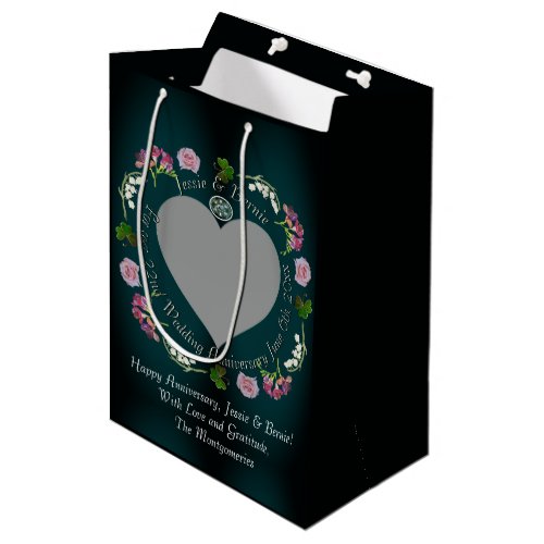 Custom Event Heart Photo Floral Gift Bag