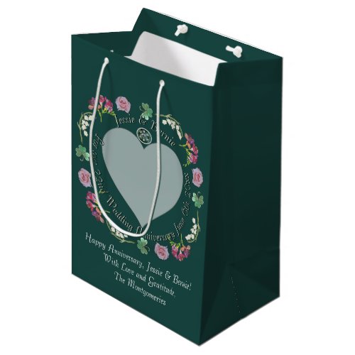 Custom Event Heart Photo Floral Teal Gift Bag