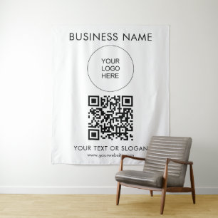 Custom Event Seminar Party Logo Text QR Code Tapestry