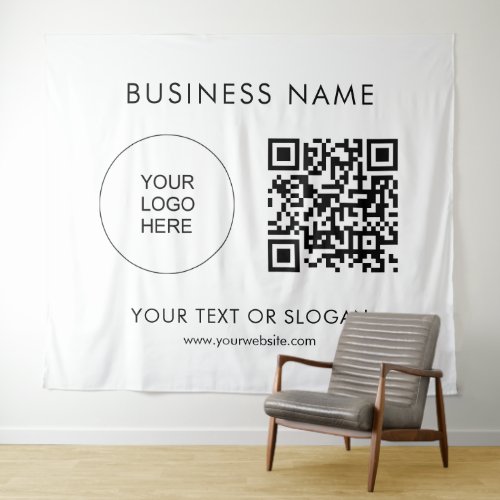 Custom Event Seminar Party Logo Text QR Code Tapestry