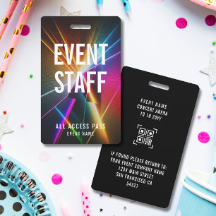 Custom Event Staff All Access Pass QR Code Badge