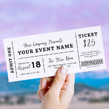 Custom Event Ticket, Concert Fake Ticket, School