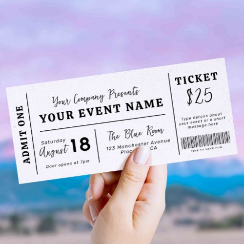 Custom Event Ticket Concert Fake Ticket School Invitation