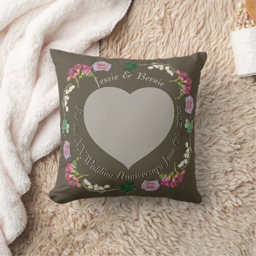 Custom EventWedding Anniversary Photo  Floral  Throw Pillow