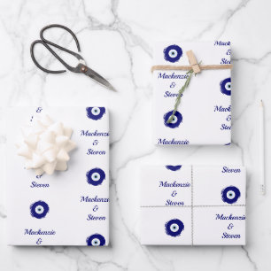Custom Evil Eye Couple Wedding Bride Groom Gift Wrapping Paper Sheets