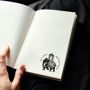Custom Ex Libris, Indian Elephant Book  Rubber Stamp
