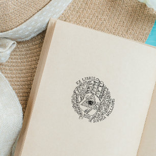 Custom Ex Libris, Spiritual Hand, Hamsa Book  Rubber Stamp