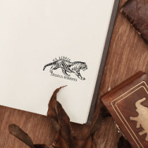 Custom Ex Libris, Tiger Book  Rubber Stamp