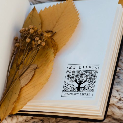 Custom Ex Libris Tree Book     Rubber Stamp
