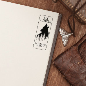 Custom Ex Libris, Wolf Library Book    Rubber Stamp