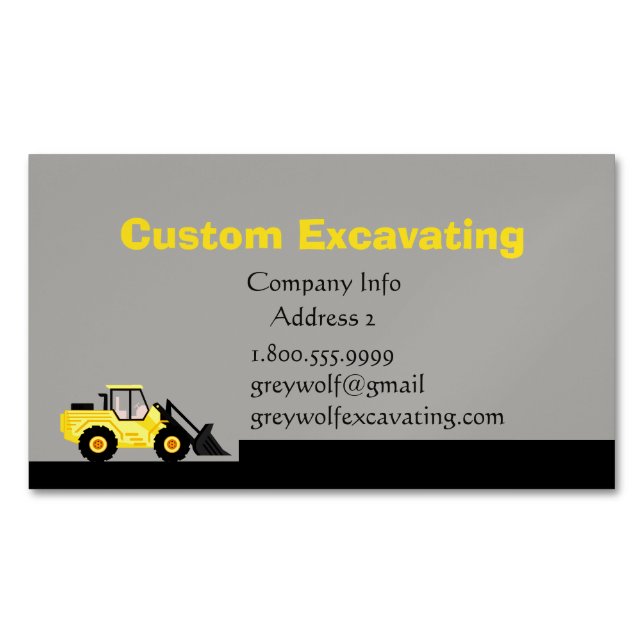 Custom Excavating Custom Business Card (Front)