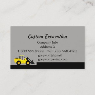 Custom Excavation Digging Custom Business Card